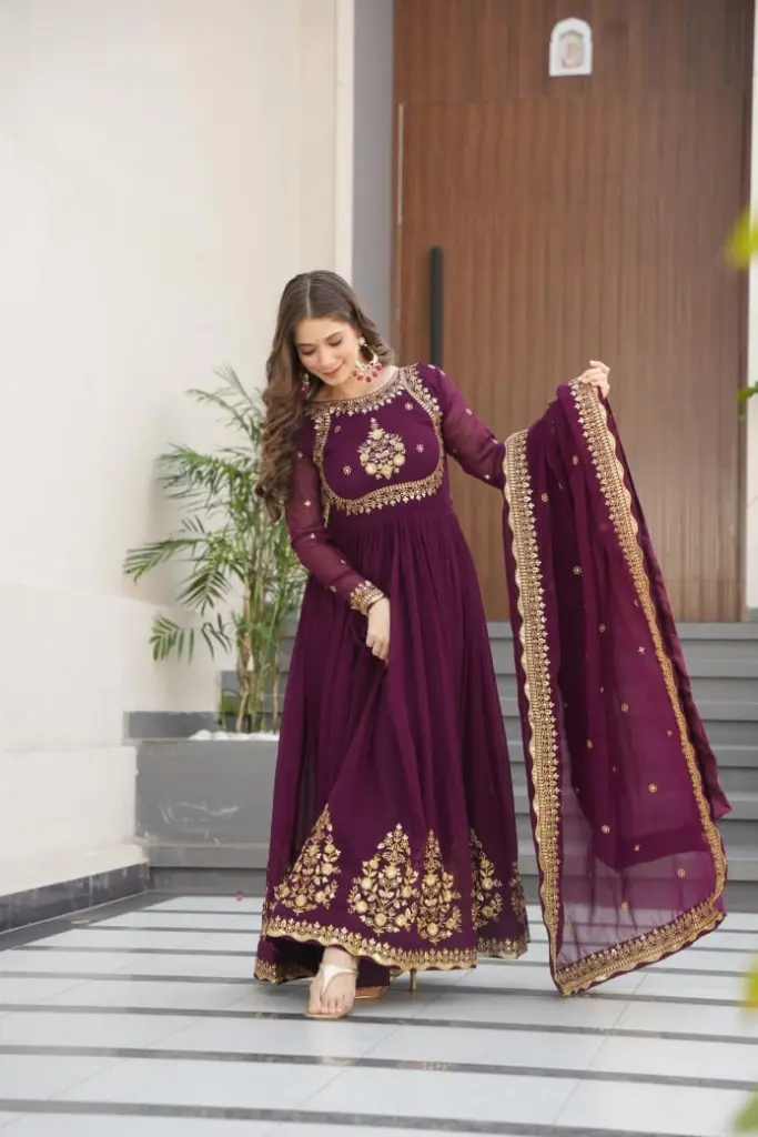 LW 9227 Faux Blooming Georgette Gown