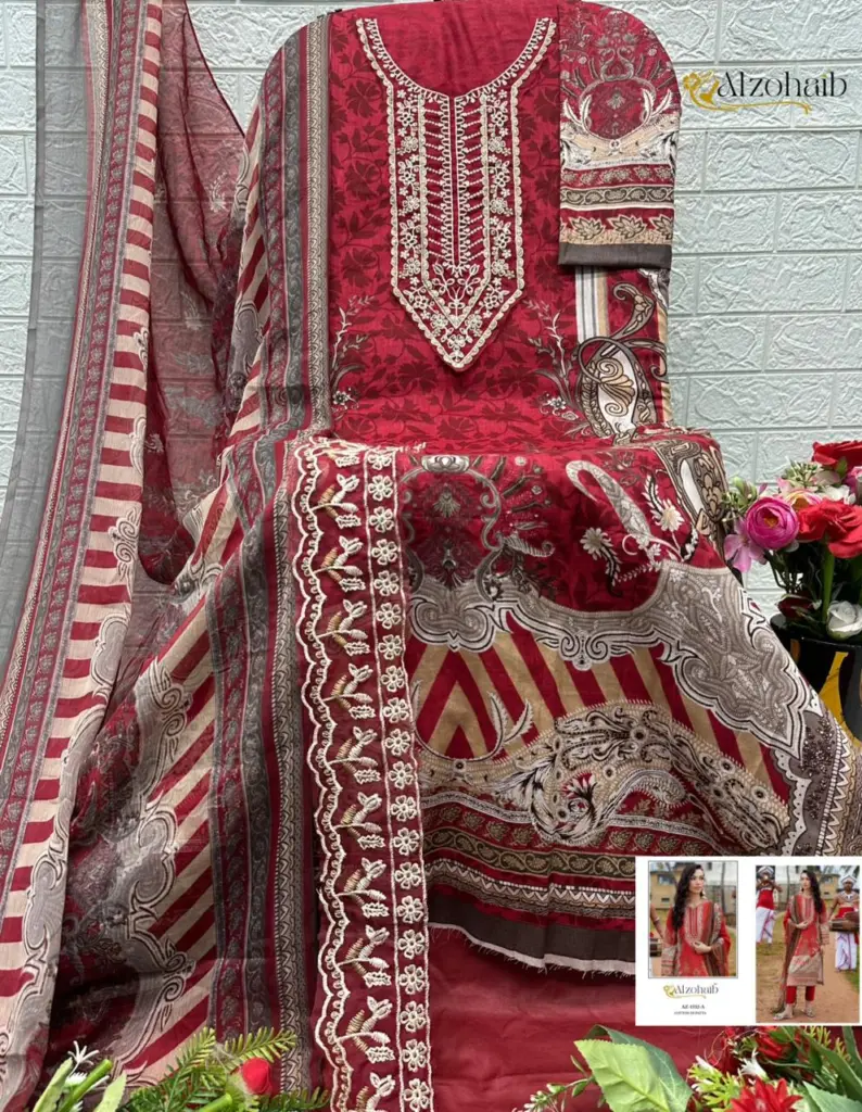 Alzohaib Az 1530 Pure Cotton Pakistani Suits