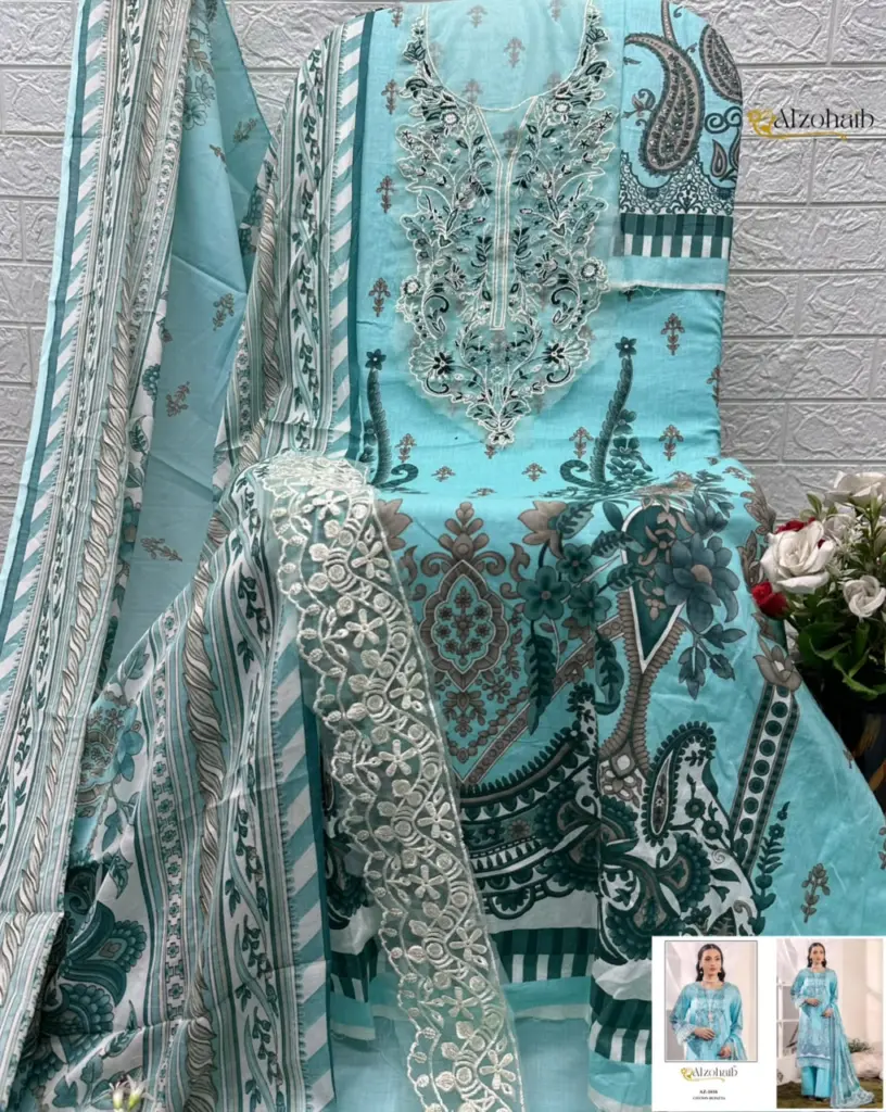 Alzohaib Az 1616 Pure Cotton Pakistani Suits