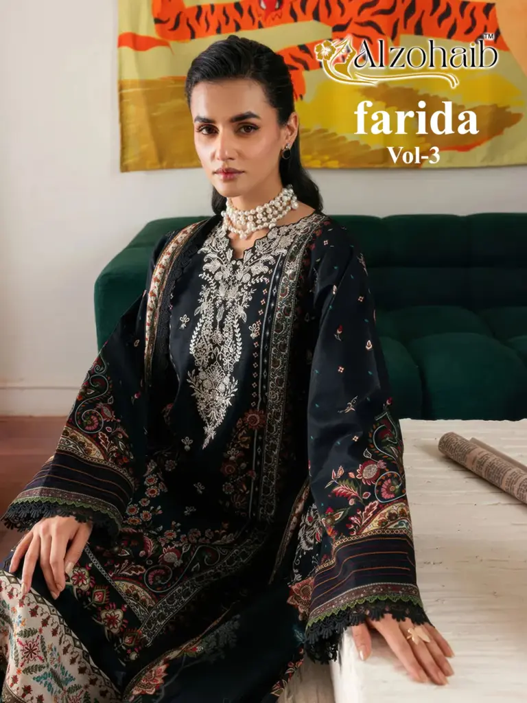 Alzohaib Farida Vol 3 Pure Cotton Pakistani Suits