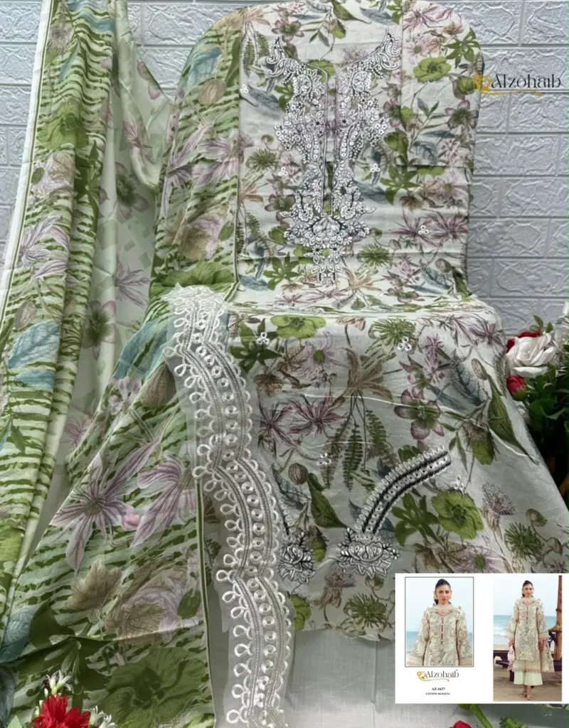 Alzohaib Az 1636 Pure Cotton Pakistani Suits