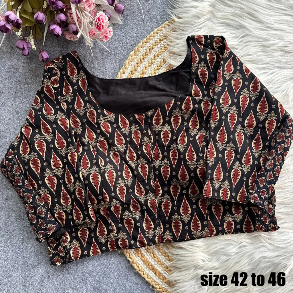 Ajrakprint Elastic Pure Ajrak Cotton Blouse Design 2850