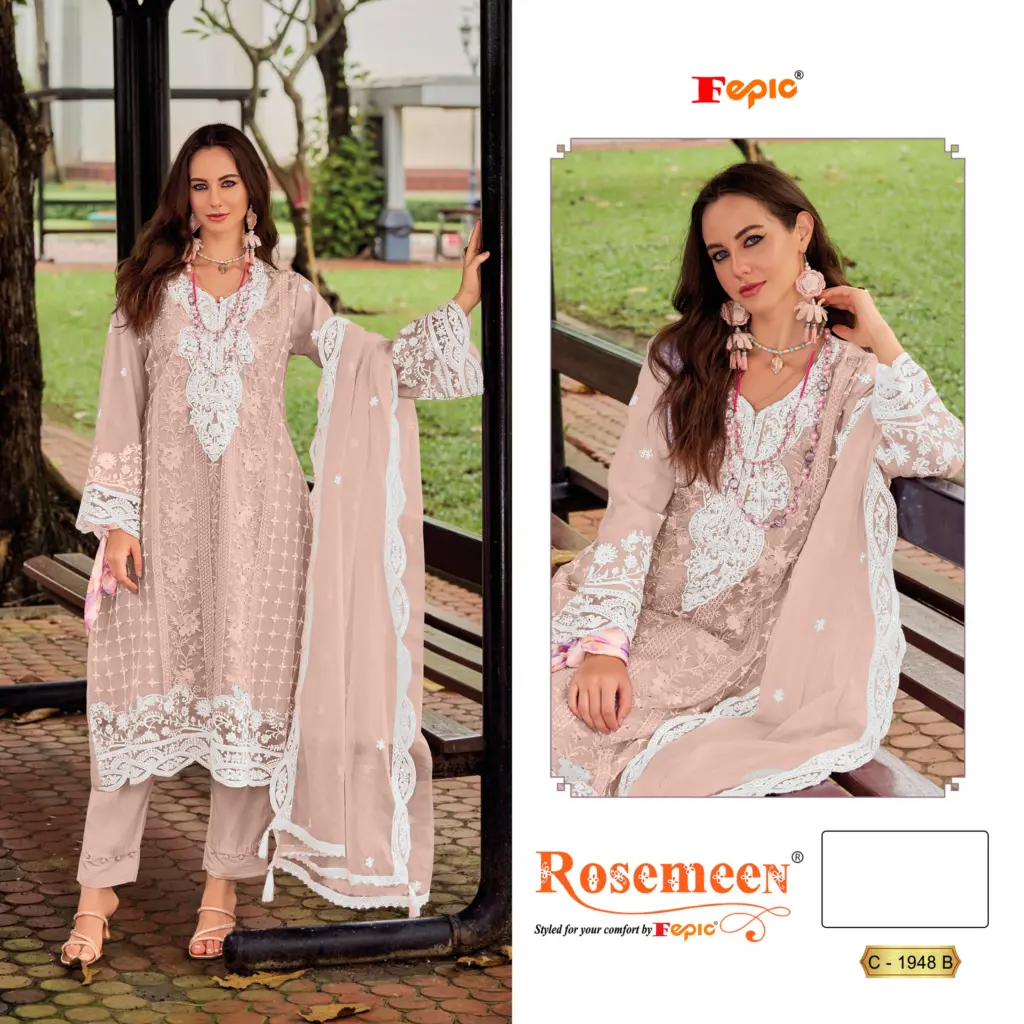 Fepic Rosemeen C 1948 B Organza Pakistani Suits