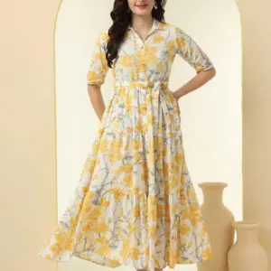 FVD Chandramukhi Yellow Rayon Kurtis