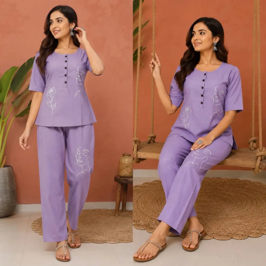 FVD Rozy Rayon Slub Kurti Pant Set