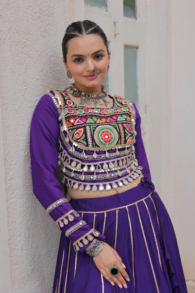 LW 7145 Maroon Roman Fabric Lehenga Choli