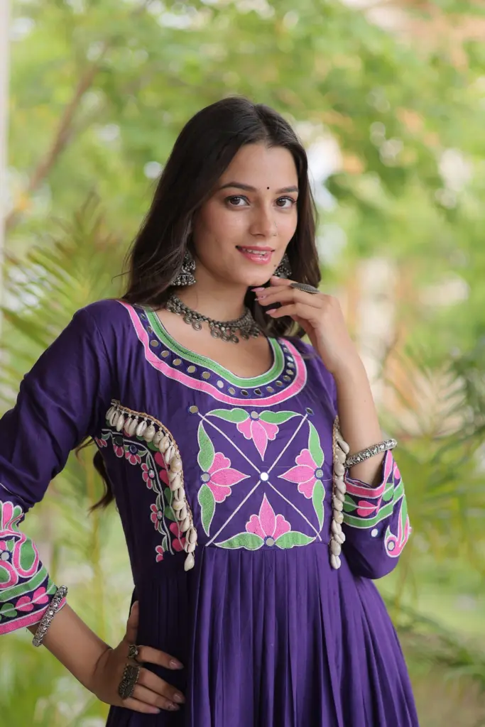 LW 9350 Purple Kora Cotton Gown Design